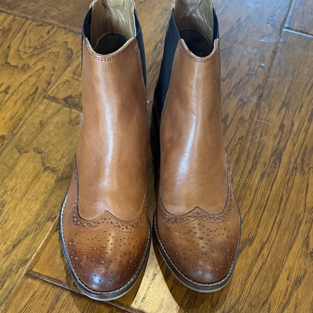Dune Brown Leather Brogue Ankle Boots 39= 7.5 - 8 Excellent!